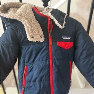 Patagonia Blue and Red Sherpa-Lined Jacket